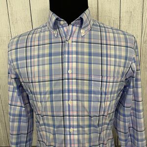 Lauren Ralph Lauren Black Label Men's Size 16 Blue Check Button-Down Dress Shirt